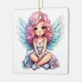 独自のピンクとブルーのかわいらしクリスマスエンジェルを作成 セラミックオーナメント (左)