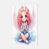 独自のピンクとブルーのクリスマスエンジェルを作成 メタルオーナメント (正面左)