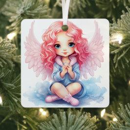 独自のピンクとブルーのクリスマスエンジェルを作成 メタルオーナメント