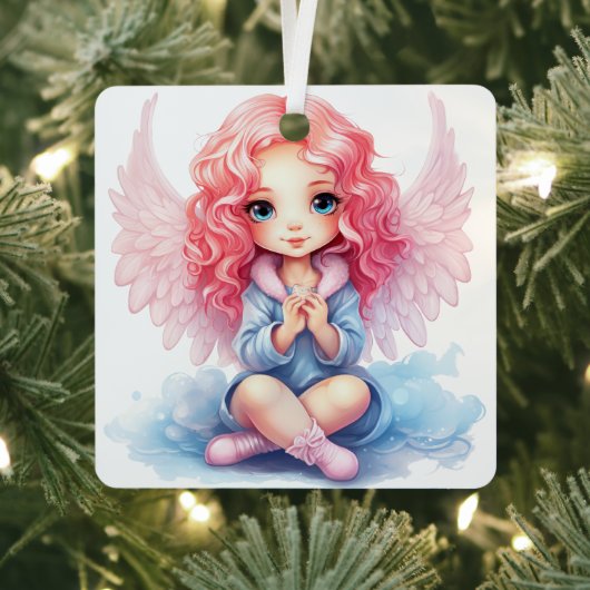 独自のピンクとブルーのクリスマスエンジェルを作成 メタルオーナメント (インサイチュ)