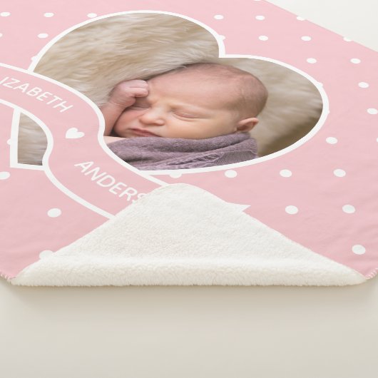 独自のピンクと白の水玉模様ベビー写真を作成 シェルパブランケット (3/4)