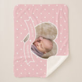独自のピンクと白の水玉模様ベビー写真を作成 シェルパブランケット (正面)