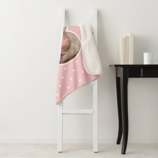 独自のピンクと白の水玉模様ベビー写真を作成 シェルパブランケット (インサイチュ)