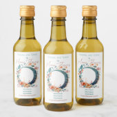 独自のピンクと金ゴールドのフローラムーンを作成 ワインラベル (ボトル)