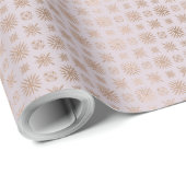 独自のピンクと金ゴールドの雪片を作成 ラッピングペーパー (ロールコーナー)