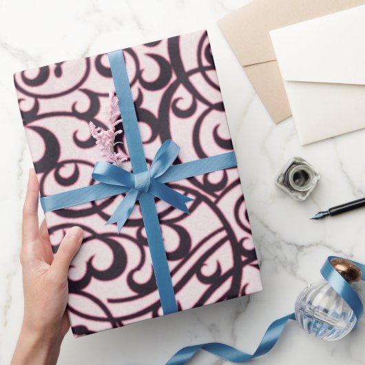 独自のピンクと黒の塗り潰しパターンを作成 ラッピングペーパー (ギフト)