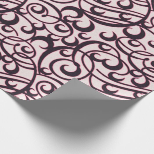 独自のピンクと黒の塗り潰しパターンを作成 ラッピングペーパー (角)