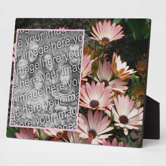 独自のピンクのアフリカの花のデイジー写真を作成 フォトプラーク (側面)