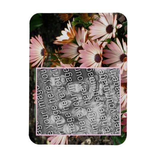 独自のピンクのアフリカの花のデイジー写真を作成 マグネット (縦)