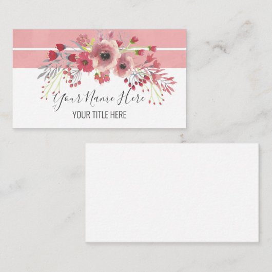 独自のピンクのエレガントフローラブーケを作成 名刺 (正面/裏面)