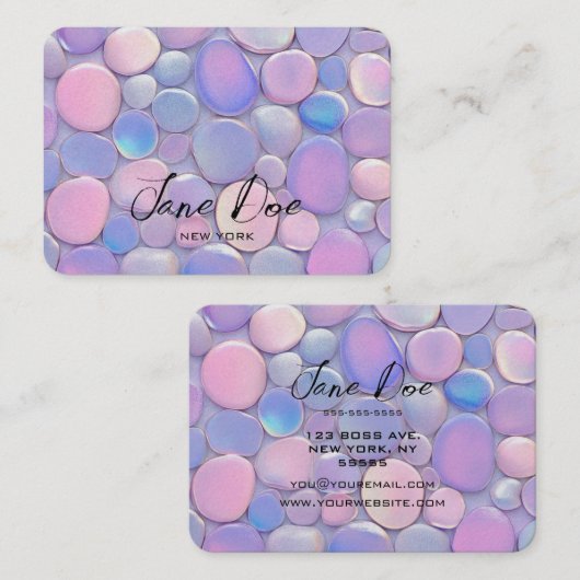 独自のピンクのカスタムオパール石パターンを作成 名刺 (正面/裏面)