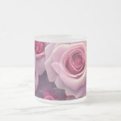 独自のピンクのバラの作成フローラ フロストグラスマグカップ (中央)