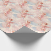 独自のピンクの天使を作成 ラッピングペーパー (角)