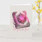 独自のピンクの星形五角形Grimoireを作成 カード (黄色い花)