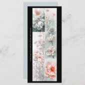 独自のピンクの花のコラージュのブックマークカードを作成する (正面/裏面)