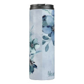 独自のピンクの蝶と青い花を作成 タンブラー (裏面)