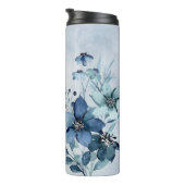 独自のピンクの蝶と青い花を作成 タンブラー (回転右)