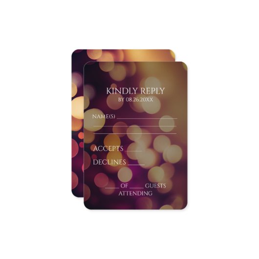 独自のピンクの金ゴールド《写真》ぼけ味の作成 出欠カード (正面/裏面インサイチュ)