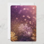 独自のピンクの金ゴールド《写真》ぼけ味花火の作成 招待状 (裏面)