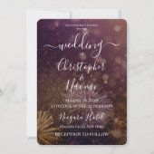 独自のピンクの金ゴールド《写真》ぼけ味花火の作成 招待状 (正面)