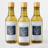 独自のピンクの雲とシルバームーンを作成 ワインラベル (ボトル)