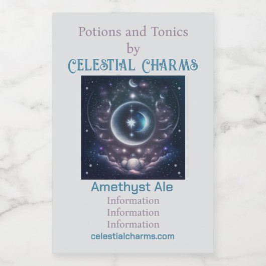 独自のピンクの雲とシルバームーンを作成 ワインラベル (シングルラベル)