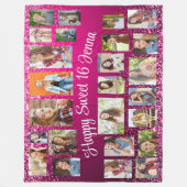 独自のピンクを作成25フォトハッピー甘い16 フリースブランケット (正面)