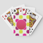 独自のピンクイエローグリーン水玉模様を作成パーソナライズされた トランプ (裏面)