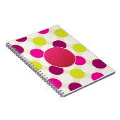 独自のピンクイエローグリーン水玉模様を作成パーソナライズされた ノートブック (右側)