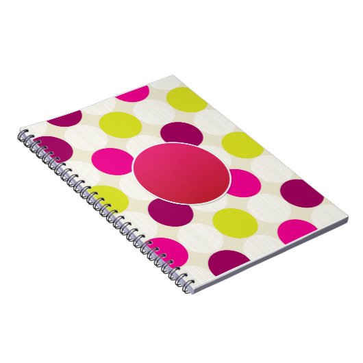 独自のピンクイエローグリーン水玉模様を作成パーソナライズされた ノートブック (右側)