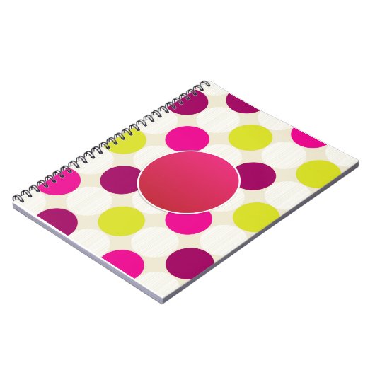 独自のピンクイエローグリーン水玉模様を作成パーソナライズされた ノートブック (左側)