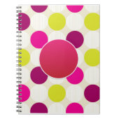 独自のピンクイエローグリーン水玉模様を作成パーソナライズされた ノートブック (正面)