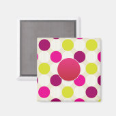 独自のピンクイエローグリーン水玉模様を作成パーソナライズされた マグネット (正面/裏面)