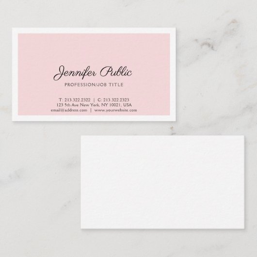 独自のピンクエレガント色のシンプル平野をモダン作成 名刺 (正面/裏面)