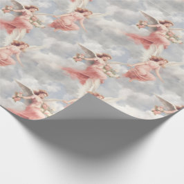 独自のピンクエンジェルとバラを作成 ラッピングペーパー