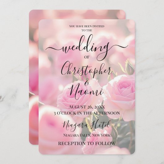 独自のピンクカスタムのロかわいらしーゼを作成 招待状 (正面/裏面)