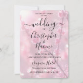 独自のピンクカスタム色の芽の枝を作成 招待状 (正面)