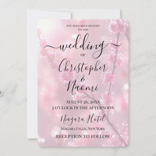 独自のピンクカスタム色の芽の枝を作成 招待状 (正面)