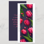 独自のピンクチューリップ色彩の鮮やかブックマークカードを作成する (正面/裏面)