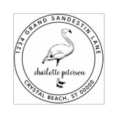 独自のピンクフラミンゴビーチ差出人住所 ラバースタンプ (インプリント)