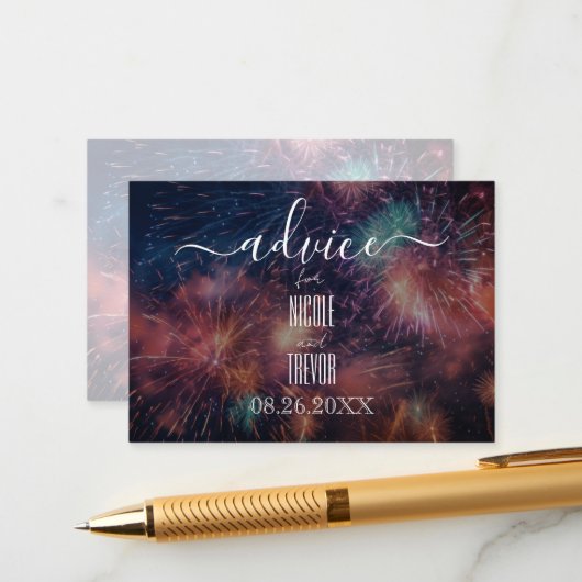 独自のピンクブルーレッド花火を作成 アドバイスカード (正面/裏面インサイチュ)