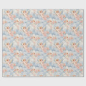 独自のピンク天使とピンクローズを作成 ラッピングペーパー (フラット)