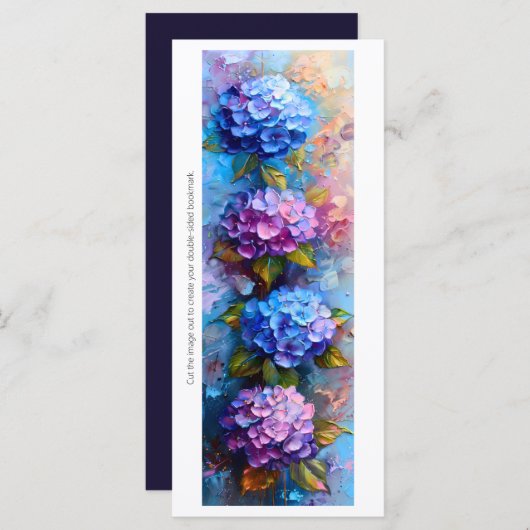 独自のピンク色の青いアジサイのブックマークを作成 (正面/裏面)