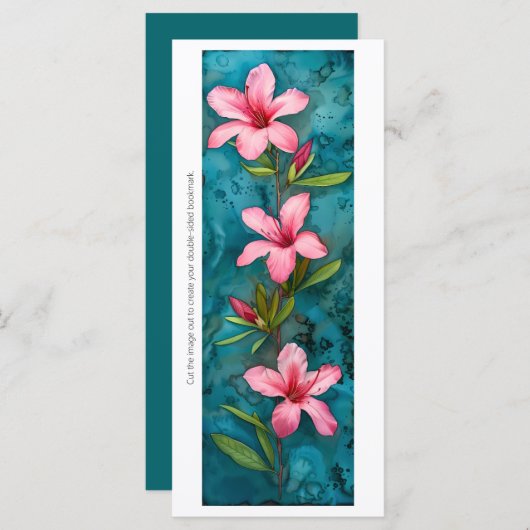 独自のピンク色彩の鮮やかのハイビスカスブックマークの作成 (正面/裏面)