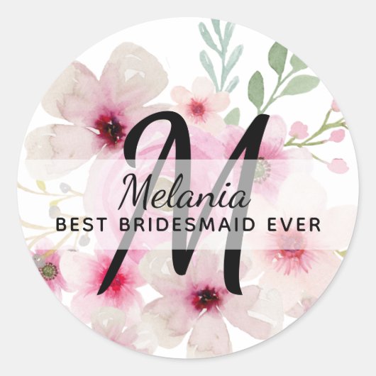 独自のピンク赤面フローラBOHO BridalPartyギフトを作成 ラウンドシール (正面)