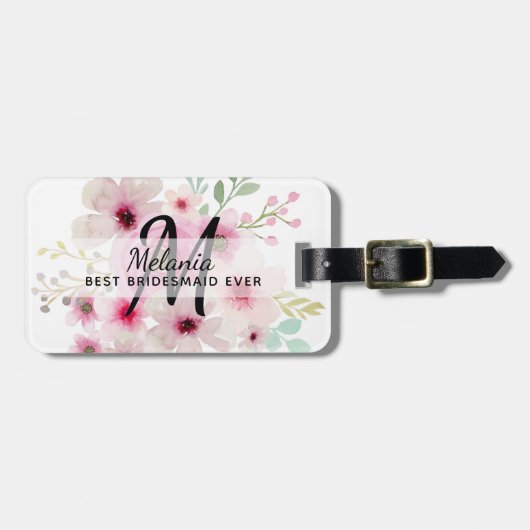 独自のピンク赤面フローラBOHO BridalPartyギフトを作成 ラゲッジタグ (正面横)