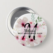 独自のピンク赤面フローラBOHO BridalPartyギフトを作成 缶バッジ (正面&裏面)