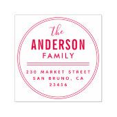 独自のファミリ名を作成ラウンド差出人住所 セルフインキングスタンプ (デザイン)