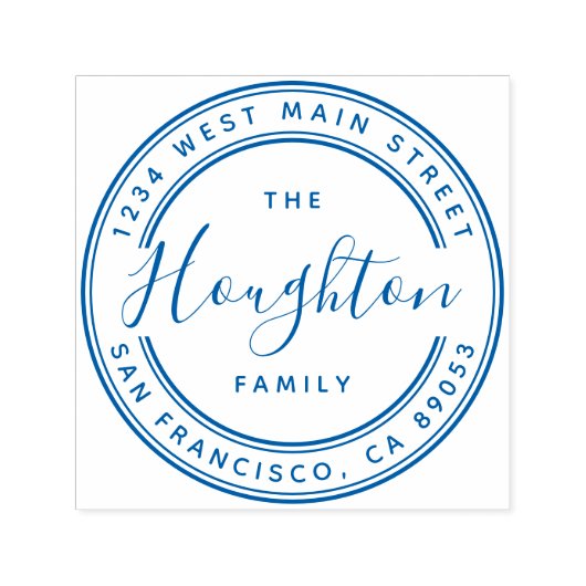 独自のファミリ名を作成ラウンド差出人住所 セルフインキングスタンプ (デザイン)