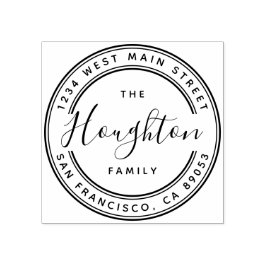 独自のファミリ名を作成ラウンド差出人住所 ラバースタンプ